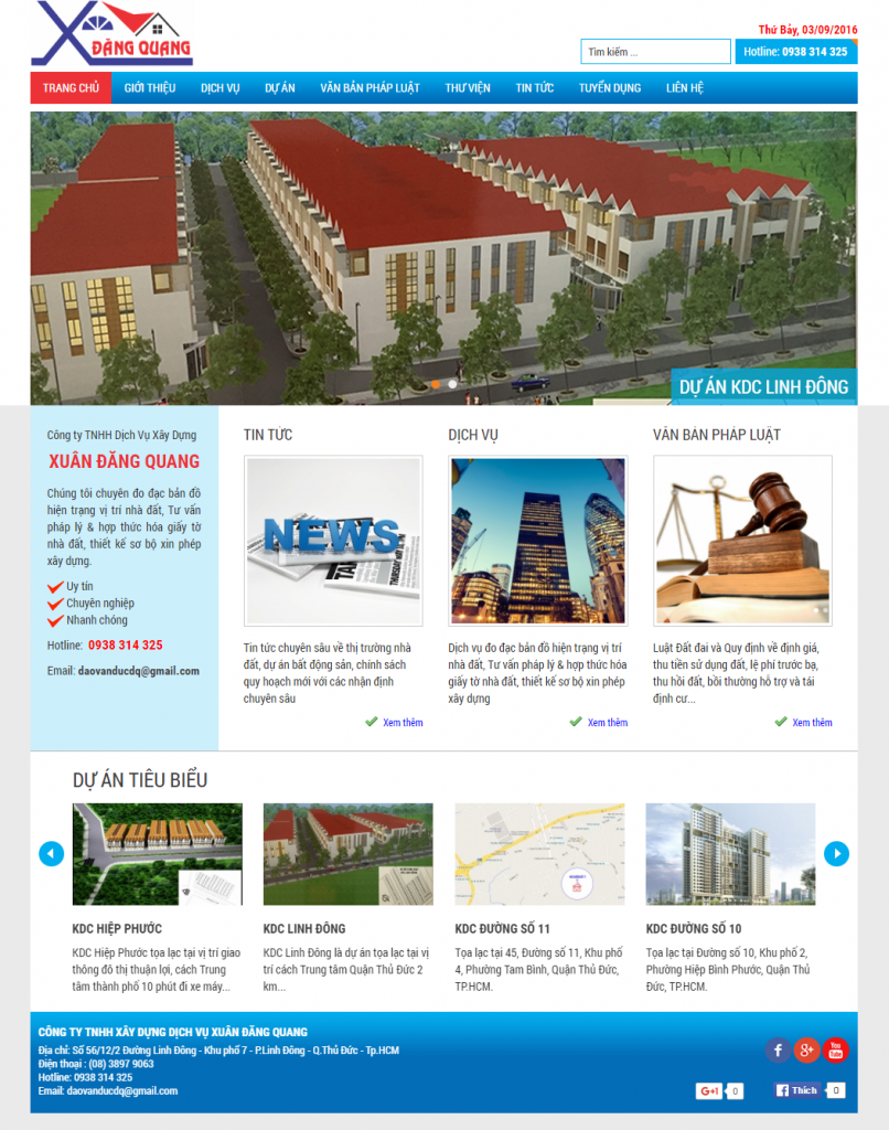Thiết kế website Công Ty TNHH Dịch Vụ Xây Dựng Đăng Quang