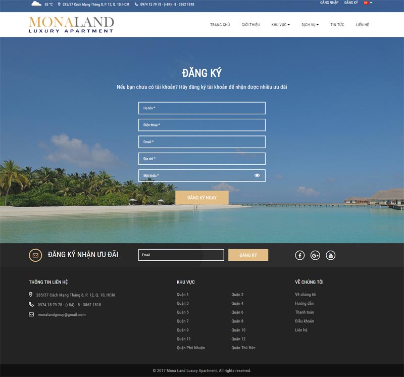 Thiết kế website công ty cổ phần địa ốc MONALAND