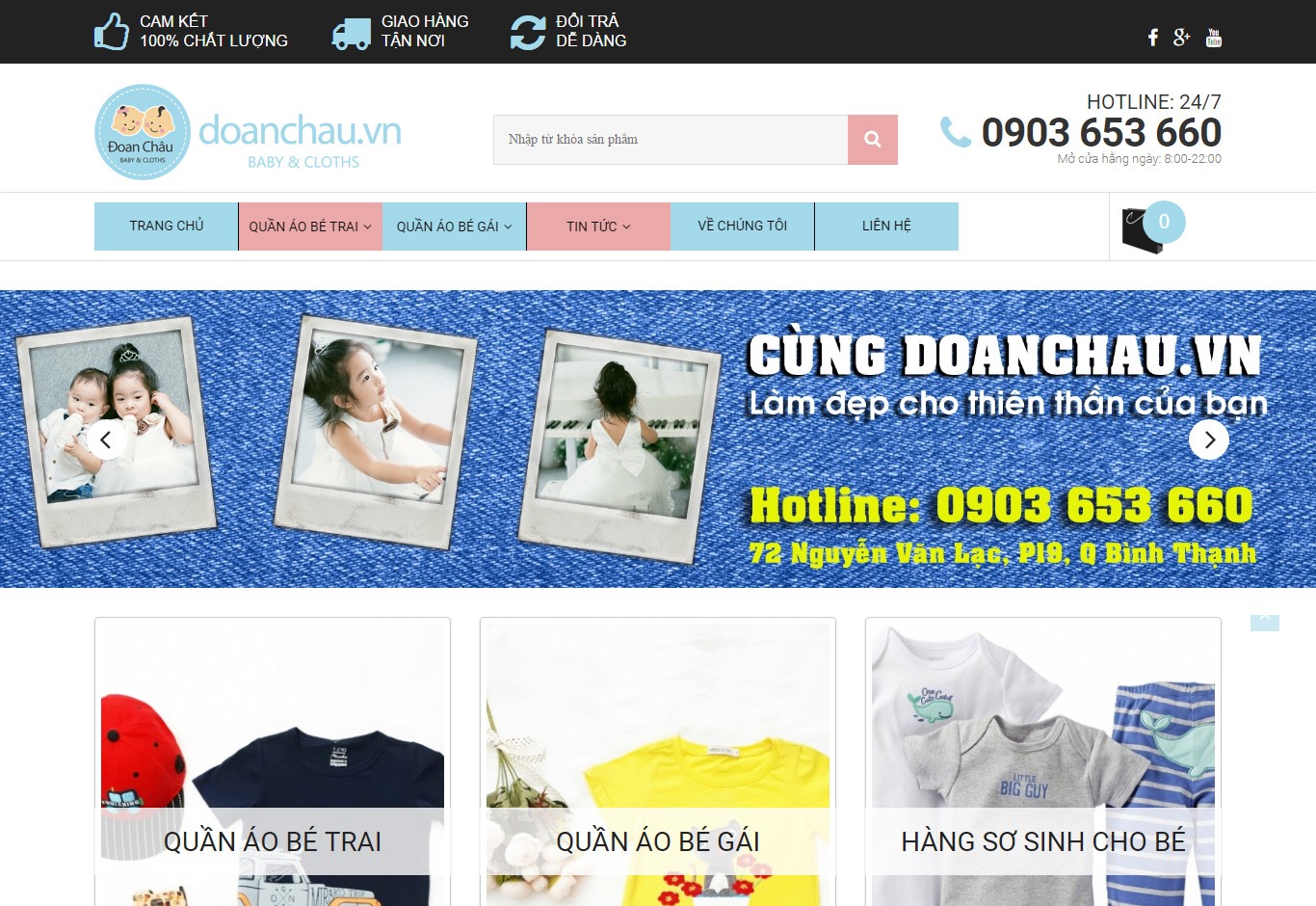 Thiết kế website thời trang trẻ em Đoàn Châu