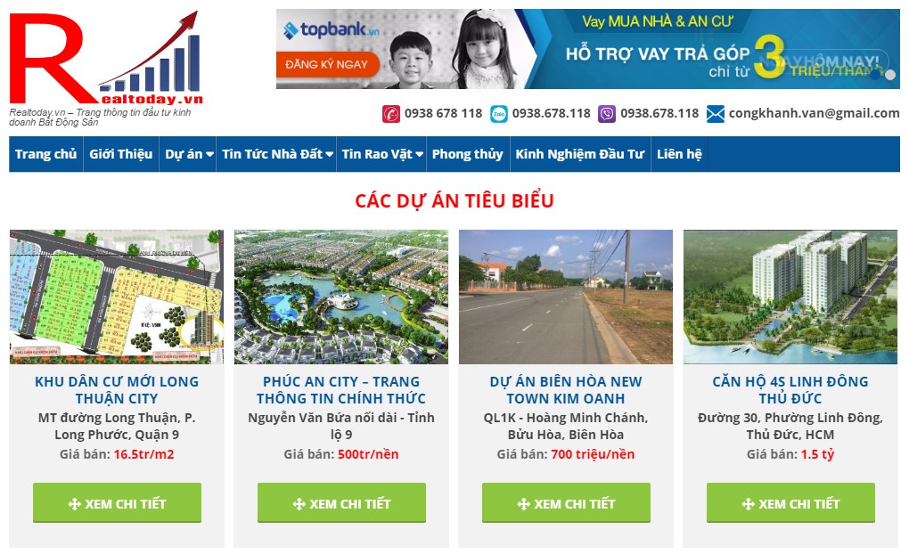 Thiết kế website bất động sản Realtoday.vn