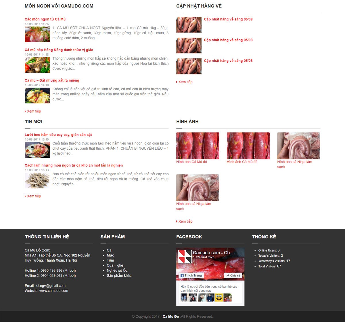Thiết kế website hải sản Cá Mú Đỏ