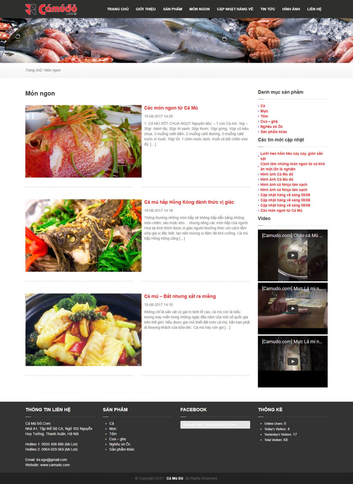 Thiết kế website hải sản Cá Mú Đỏ