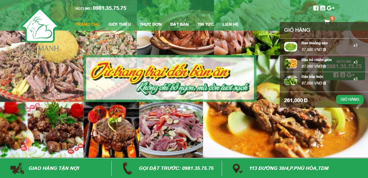 Thiết kế website nhà hàng HWP