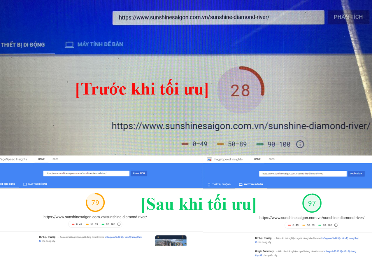 Tối ưu tốc độ load website sunshinesaigon.com.vn