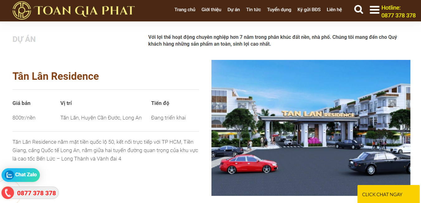 Trang dự án công ty bất động sản bdstoangiaphat.com