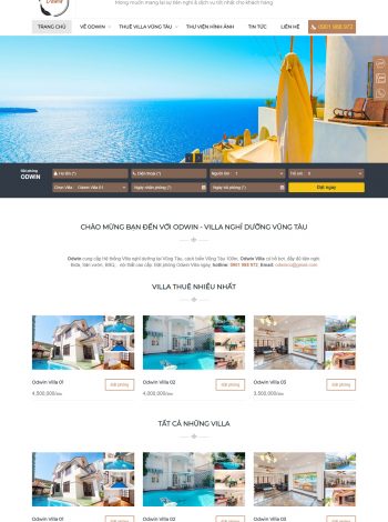 Thiết kế website cho thuê villa odwin.vn