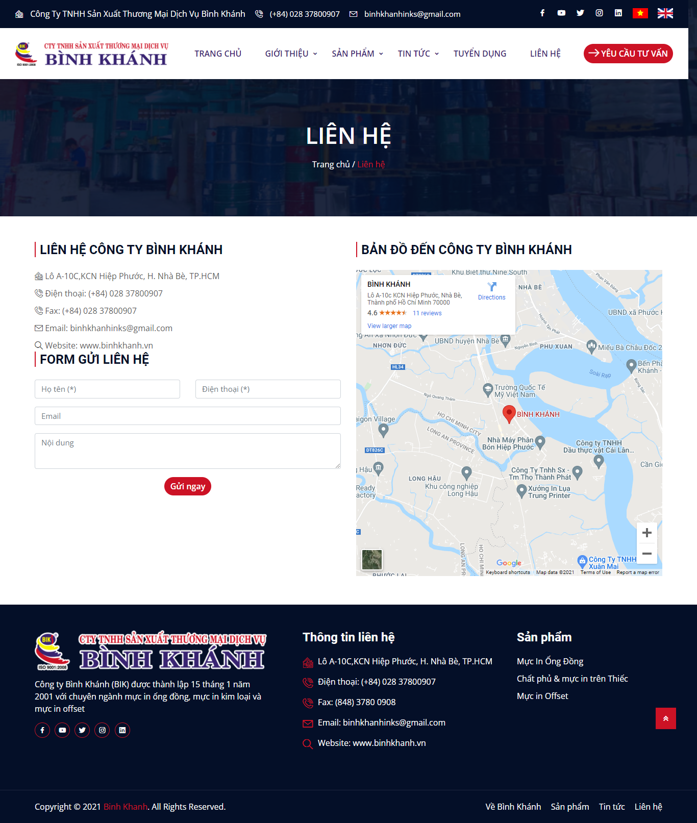Thiết kế website công ty Bình Khánh